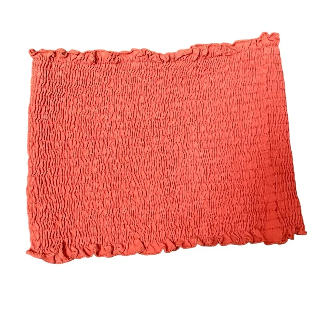 Women’s Burnt Orange Smocked Bandeau Crip Top, M